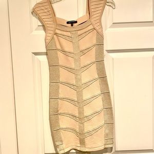WOW Couture Girl’s Cream and Gold thread Bandage Dress